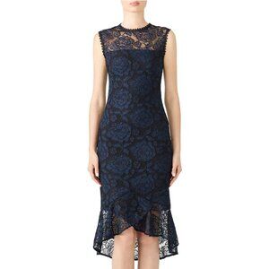 Shoshanna Blue & Black Lace Sheath Dress - Size 4